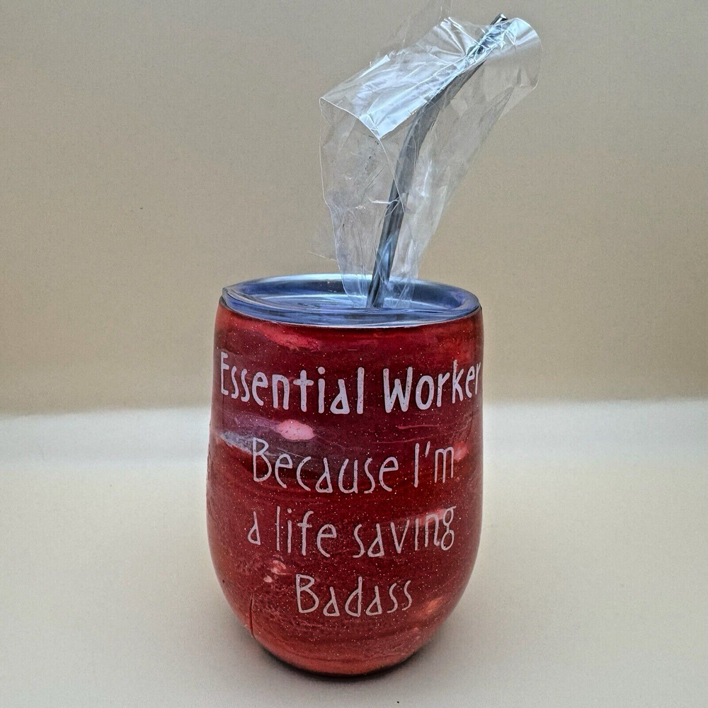 ICU Nurse Essential Worker Stethoscope AED Doctor Wine Cup Coworker Gift